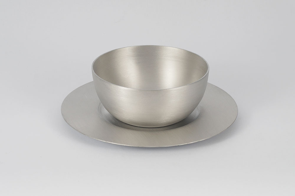 KAP-Curved aluminum dessert bowl with saucer