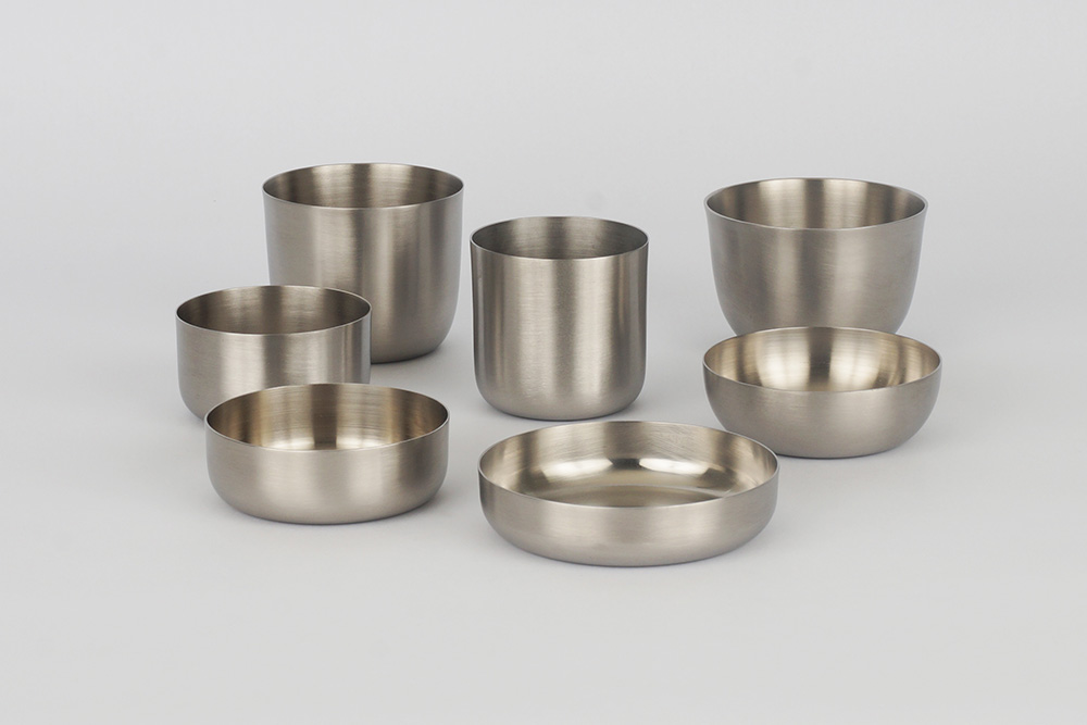 KAP - Curved - condiments and dip bowls - Brushed stainless steel